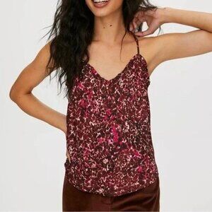 WILFRED Aritzia Satin Ruffle Multicolour Camisole Top Sz Small